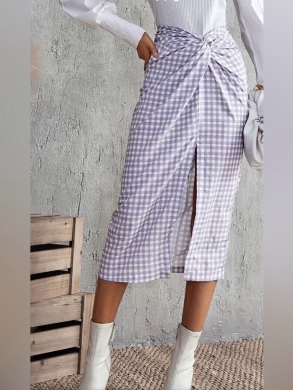 Zara Gingham Wrap Midi Skirt #31